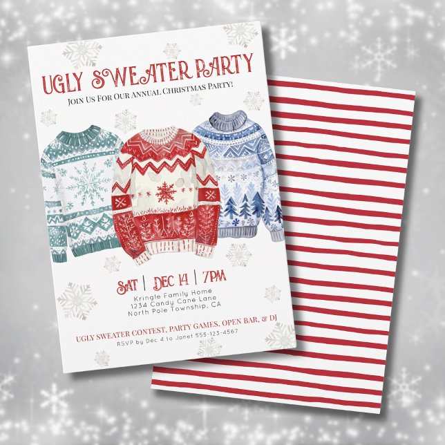 Convite Festa de Natal com Suéter Feio (Ugly Sweater Christmas Party Invitation)