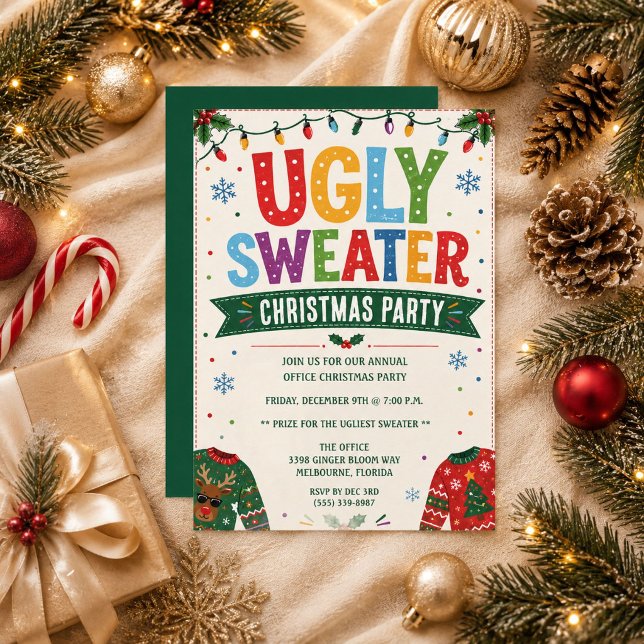 Convite Festa de Natal com Suéter Feio (Ugly Sweater Holiday Christmas Party Invitation)