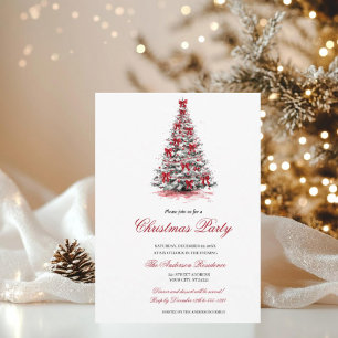 Convite Festa de Natal com Vegetação em Aquarela e Frutas