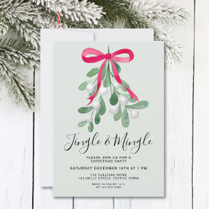 Convite Festa de Natal com Visco Verde Jingle And Mingle
