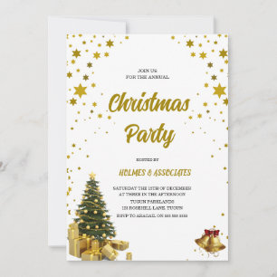 Convite Festa de Natal Corporativa Clássico Ouro Office