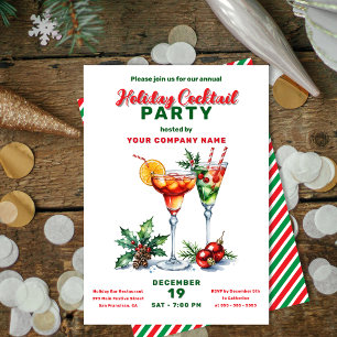 Convite Festa de Natal Corporativa com Coquetel de Aquarel