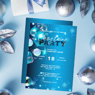 Convite Festa de Natal Corporativa da Bolha Azul Brilhante