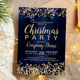 Convite Festa de Natal corporativa de marinho de ouro para