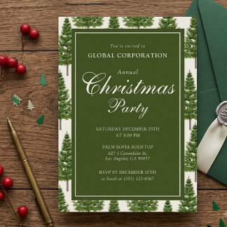 Convite Festa de Natal Corporativa de Pinho Rústico Elegan