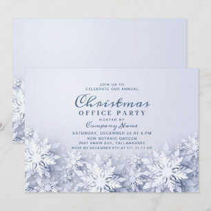 Convite Festa de Natal Corporativa Elegante Snowflakes