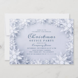 Convite Festa de Natal Corporativa Elegante Snowflakes