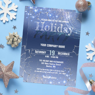Convite Festa de Natal Corporativa Estrela de Inverno Azul