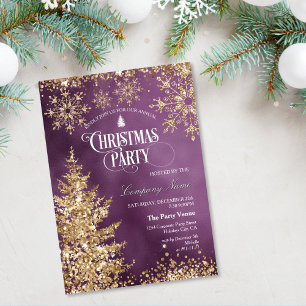 Convite Festa de Natal Corporativa Glitter Dourado Chic El