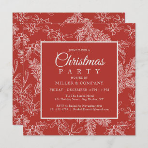 Convite Festa de Natal Corporativa Holiday Chic Red Floral