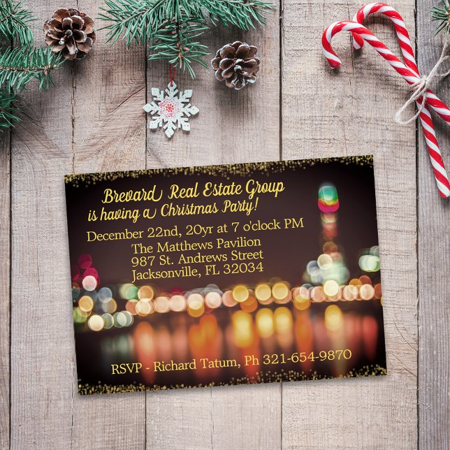 Convite Festa de Natal Corporativa Luzes Noturnas da Cidad (Criador carregado)