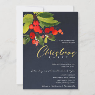 CONVITE FESTA DE NATAL CORPORATIVA NAVY RED BERRY