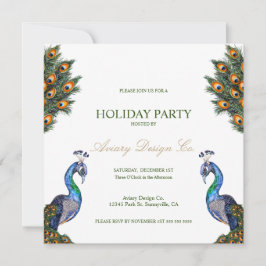 Convite Festa de Natal Corporativa Pavão em Aquarela