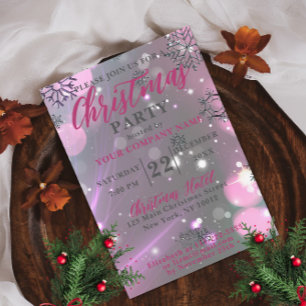 Convite Festa de Natal Corporativa Pink Winter Wonderland