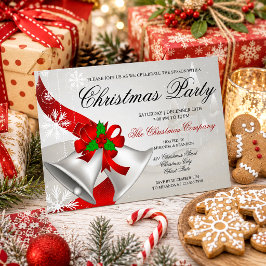Convite Festa de Natal Corporativa Red Loop Silver Bells
