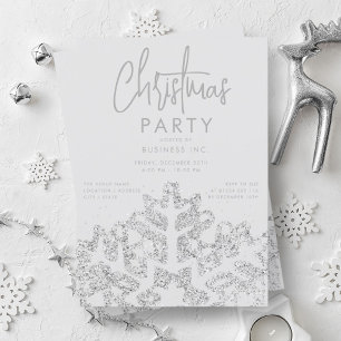 Convite Festa de Natal Corporativa Silver Snowflake