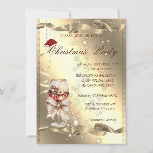 Convite Festa de Natal Corporativa Sparkle Glass Bow,