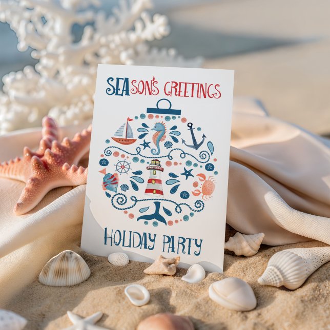 Convite Festa de Natal Costeira do Ornamento do Mar Náutic (Criador carregado)