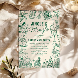 Convite Festa de Natal Cozy Green Doodle