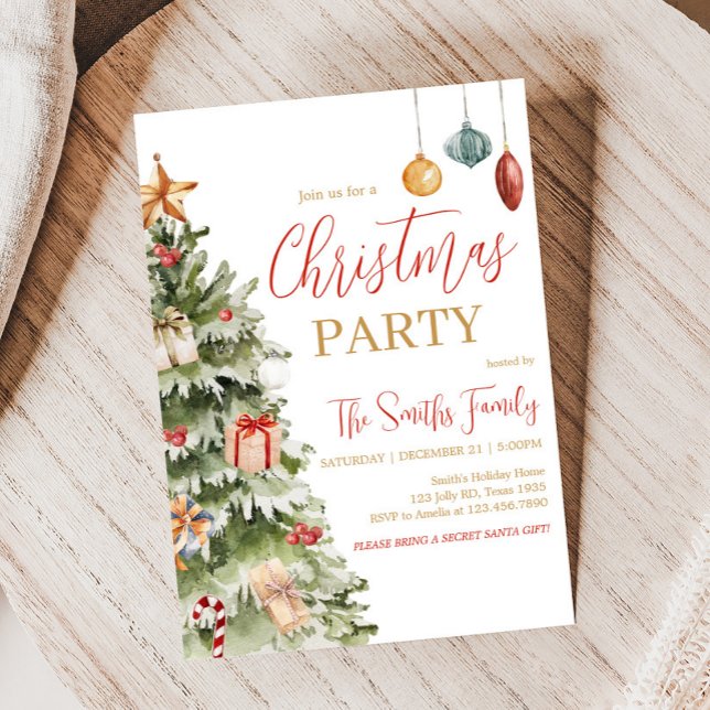 Convite Festa de Natal da Árvore de inverno (Christmas Tree Winter Holiday Christmas Party Invitation)