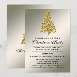 Convite Festa de Natal da Árvore de Natal Elegante Prata e