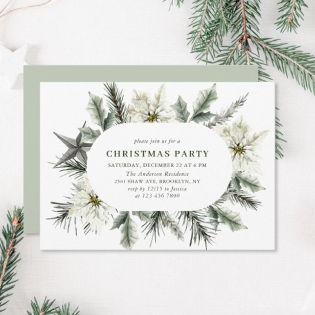 Convite Festa de Natal da Boêmia da Poinsettia Branca Eleg (Criador carregado)