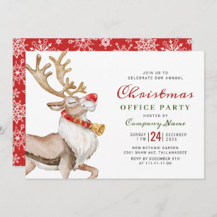 Convite Festa de Natal da Cartoon Reindeer de Bom Natal