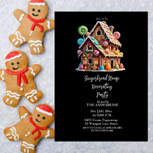 Convite Festa de Natal da Casa de Pão de Gengibre Festivo