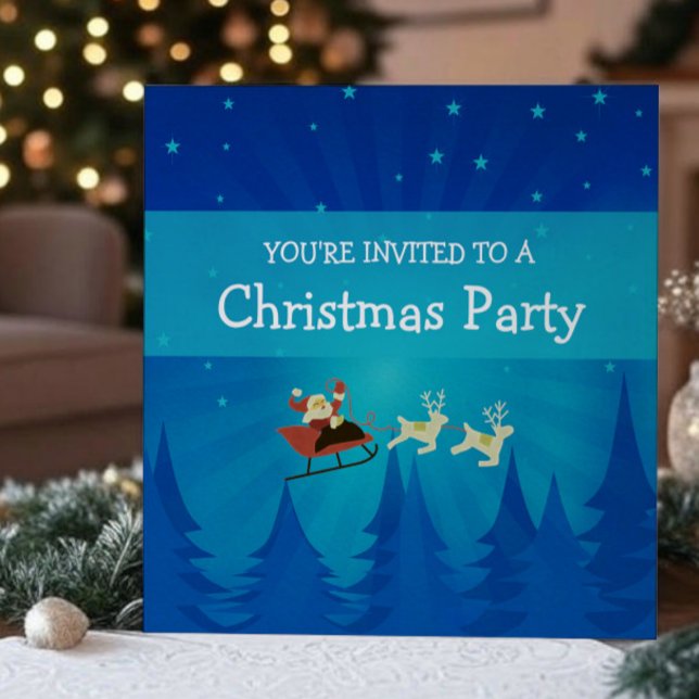 Convite Festa de Natal da Cena de Inverno de papais noeis  (Santa Winter Scene Christmas Party Invite)