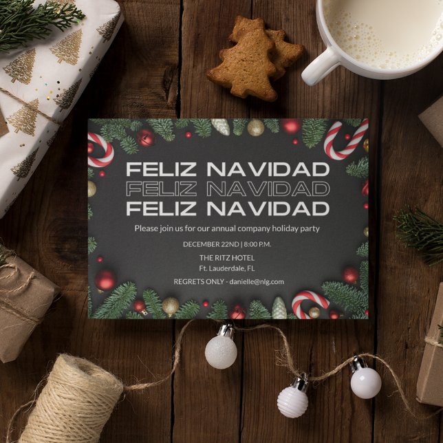 Convite Festa de Natal da Companhia do Office Feliz Navida (Feliz Navidad Office Company Christmas Party Invitation)