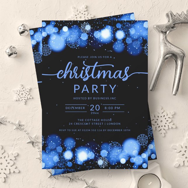Convite Festa de Natal da Companhia Wonderland Blue Winter (Blue Winter Wonderland Company Christmas Party Invitation)