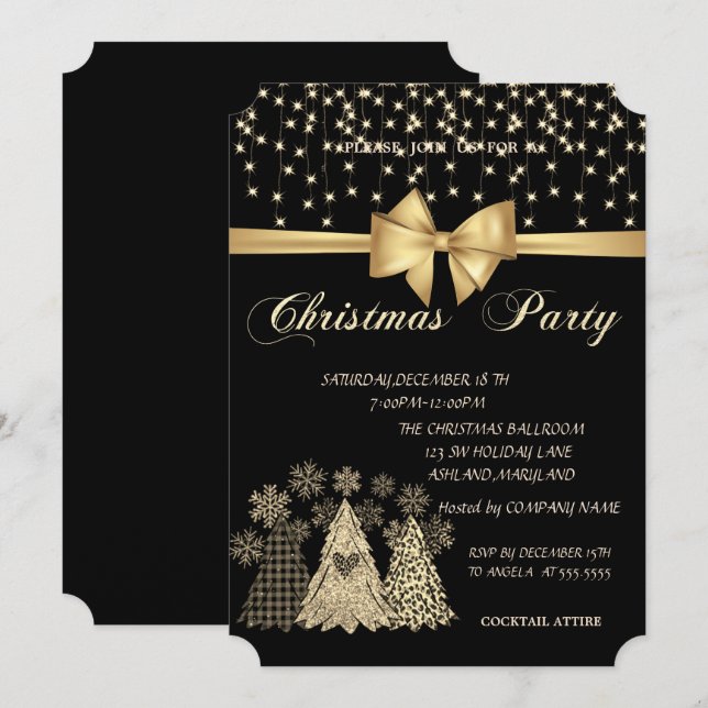 Convite Festa de Natal da Cool Pine Trees Bow Company  (Frente/Verso)