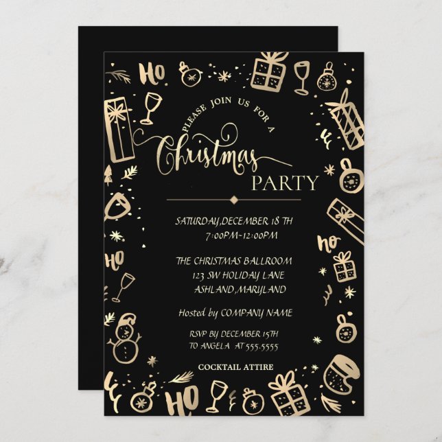 Convite Festa de Natal da Elegante Dourada Companhia Negra (Frente/Verso)