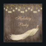 Convite Festa de Natal da Elegante White Peacock<br><div class="desc">Um belo ouro clássico e uma festa de Natal marrom convida com um elegante pavão branco, um bonito brilho com ornamentos, arcos e flocos de neve brancos. Chic, na moda, convites festivos modernos com uma elegância romântica vintage sentem-se adequados para todos os seus eventos de férias. Todo o texto é...</div>