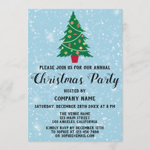 Convite Festa de Natal da Empresa Árvore de Natal Azul Nev