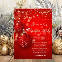 Convite Festa de Natal da Empresa Champanhe Luzes Bolas