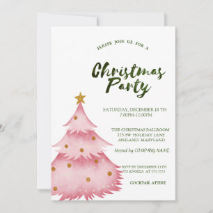 Convite Festa de Natal da Empresa Christmas Pink Pine Tree