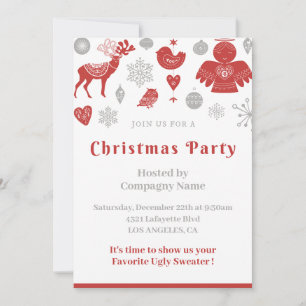 Convite Festa de Natal da Empresa  Cinza Nórdico Clássico