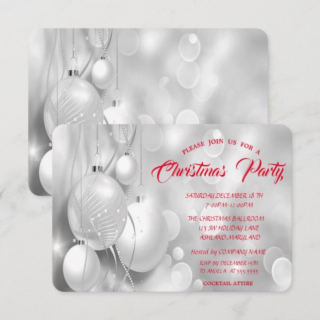 Convite Festa de Natal da Empresa de Bolas de Natal de Pra (Frente/Verso)