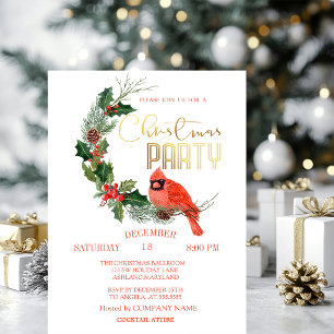 Convite Festa de Natal da Empresa do Pássaro Cardinal Verm
