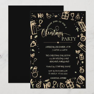 Convite Festa de Natal da Empresa Elegant Gold Black
