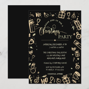 Convite Festa de Natal da Empresa Elegant Gold Black