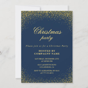 Convite Festa de Natal da Empresa Elegante Dourado Glam Na