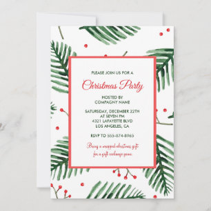 Convite Festa de Natal da Empresa Elegante Evergreen