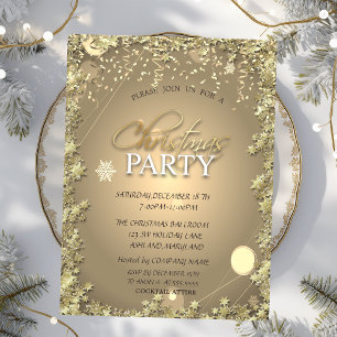 Convite Festa de Natal da Empresa Festive Gold Stars