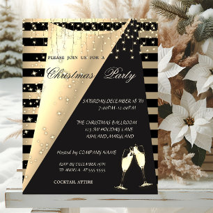 Convite Festa de Natal da Empresa Gold Stripes, Stars Ligh