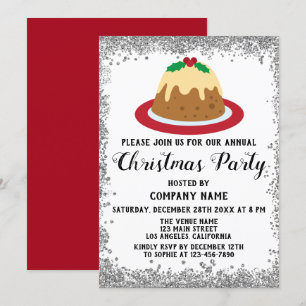 Convite Festa de Natal da Empresa Pudim de Natal Vermelho