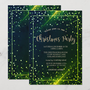Convite Festa de Natal da Empresa Verde com Pontos Dourado