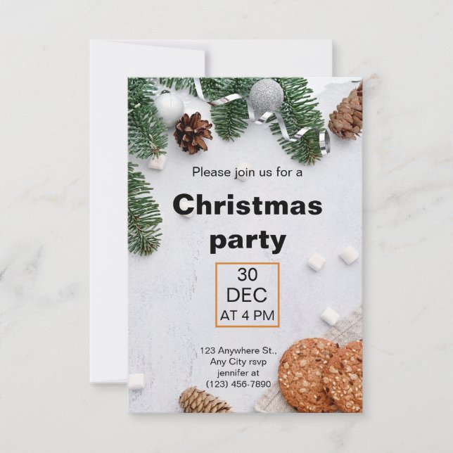 Convite Festa de Natal da estética vermelha beige verde (Frente)