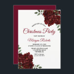 Convite Festa de Natal da Família de Escritórios de Rosas<br><div class="desc">Festa de Natal da Rosa vermelha Burgundy Festa de Natal Convidar Personalizar para mudar para a Festa de Natal do Office etc ou para o almoço de Natal Ver coleção de correspondência na loja</div>